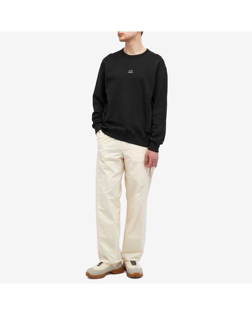 C P Company Black Pocket Crew Sweat for men