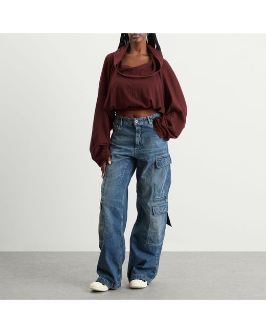Rick Owens Brown Cropped Hooded Tunic