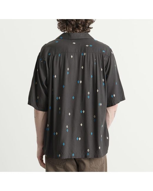 Unlikely Dry Goods Black Argyle Rayon Shirt for men