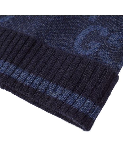 Gucci Blue Gg Cashmere Beanie Hat for men