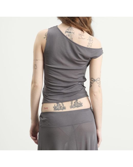 St. Agni Gray Fine Jersey Asymm Top