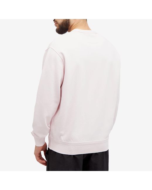 C P Company White Cotton Diagonal Fleece Logo Sweatshirt for men