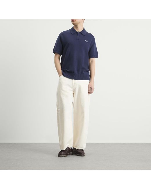 Palmes Blue Cotton Knit Polo for men