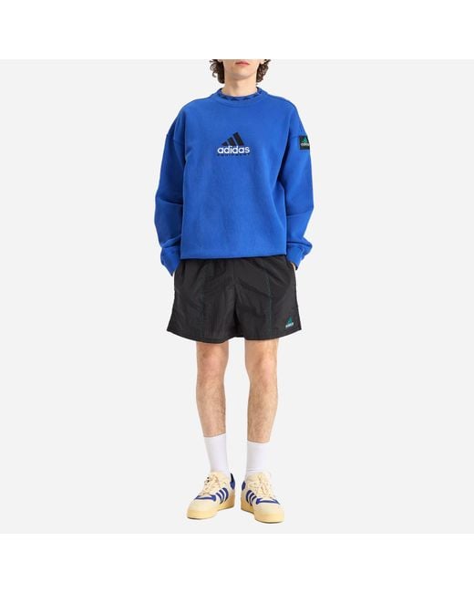 Adidas Blue Eqt Wash Crewneck Sweatshirt for men