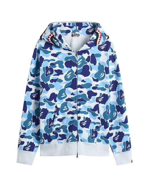 A Bathing Ape Blue Abc Camo Shark Zip Hoodie for men