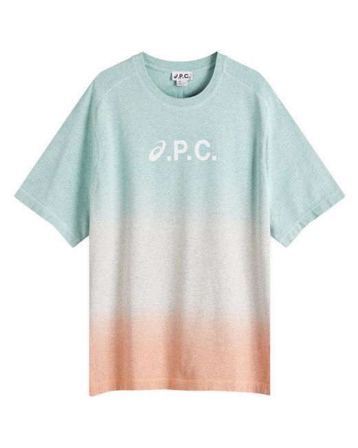 A.P.C. Blue X Asics Wind Logo Dip Dye T-Shirt for men