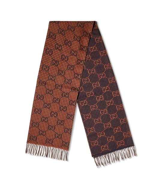 Gucci Red Gg Poule Scarf for men