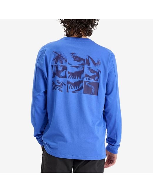 Arc'teryx Blue Kragg Sl Cotton Bird Tile Long Sleeve T-Shirt for men