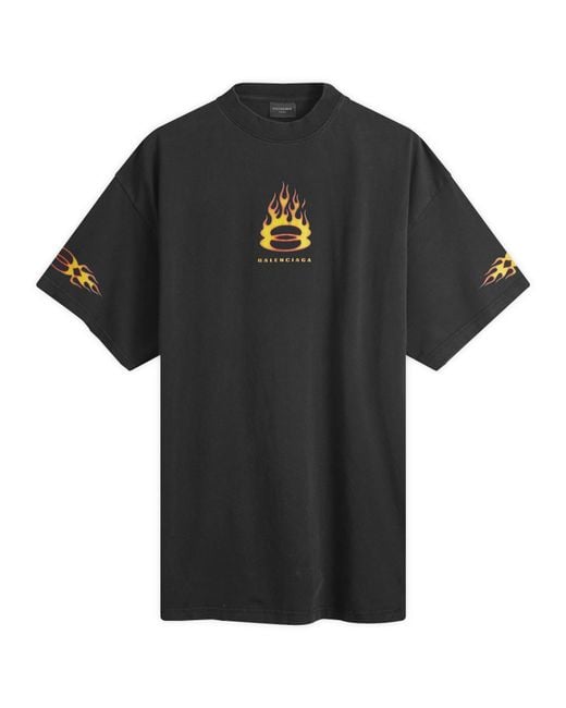 Balenciaga Flame Short Sleeve T Shirt in Black for Men | Lyst