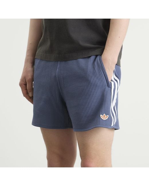 Adidas Blue Waffle Knit Sprinter Shorts for men