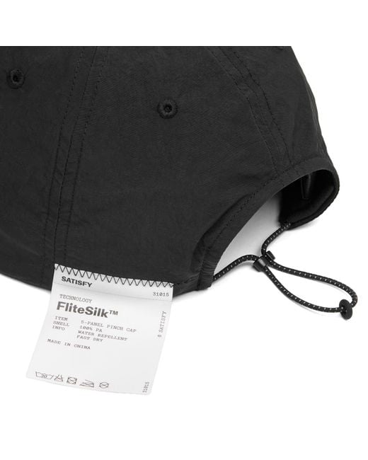 Satisfy Black Flitesilk 5 Panel Pinch Cap for men