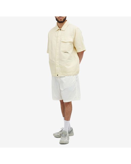Stone Island Natural Cotton Canvas Short Sleeve Shirt for men