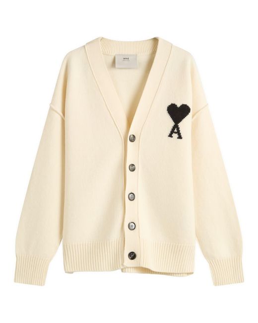 AMI Natural Felted Merino Wool Knit Adc Cardigan for men
