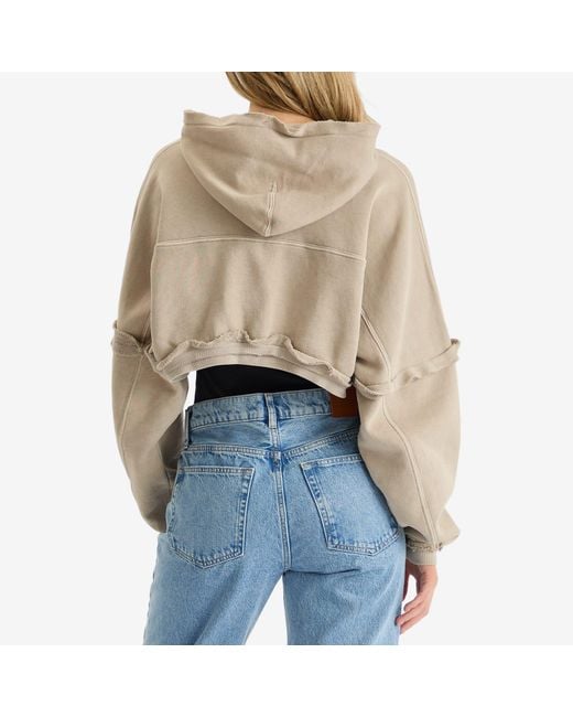 Joah Brown Brown Deconstructed Crop Zip Hoodie