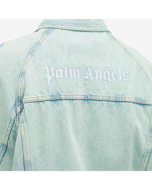 Palm Angels Green Overdye Logo Denim Jacket for men