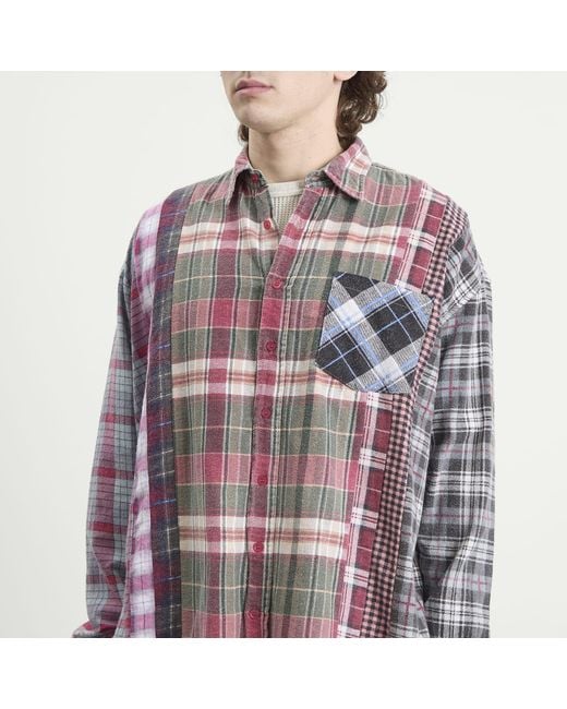 Needles Purple 7 Cuts Wide Flannel Shirt for men