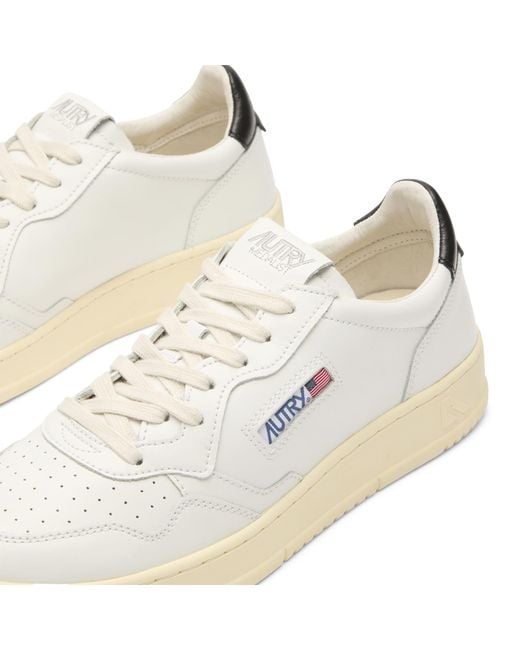 Autry White Medalist Leather Suede Sneakers for men