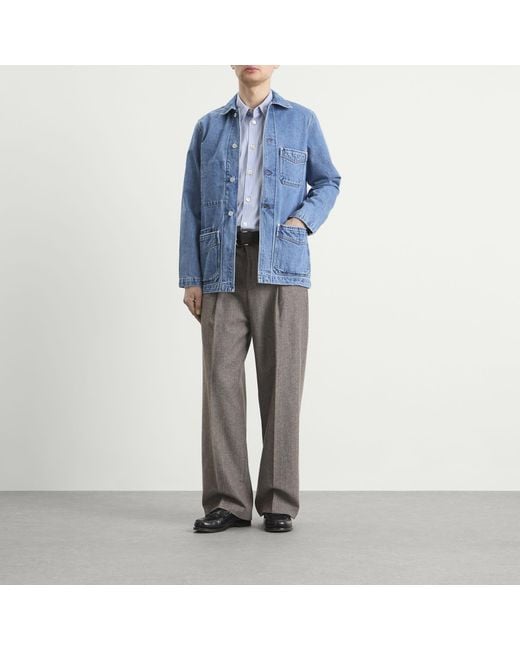Drake's Blue Selvedge Denim Chore Jacket for men