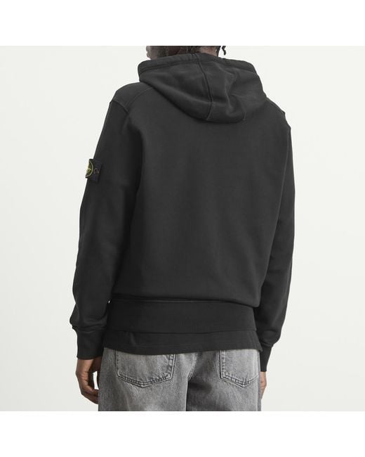 Stone Island Black Garment Dyed Zip Hoodie for men