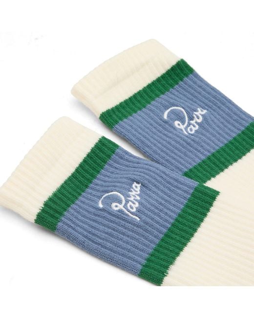 by Parra Blue Signature Striped Crew Socks for men