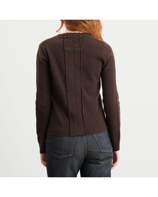 MM6 by Maison Margiela Brown V-Neck Knitted Jumper