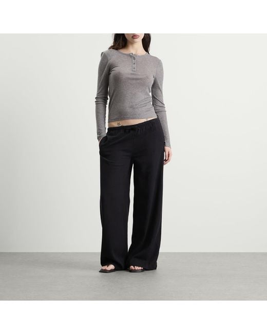 Tala Blue Soft Linen Drawstring Trousers