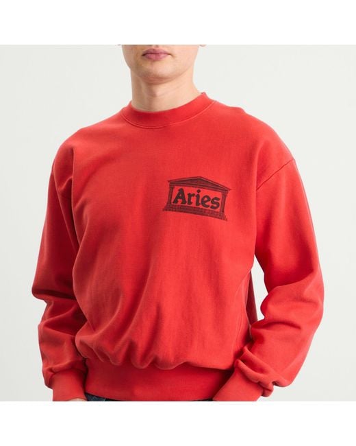 Aries Red Premium Aged Temple Sweatshirt for men