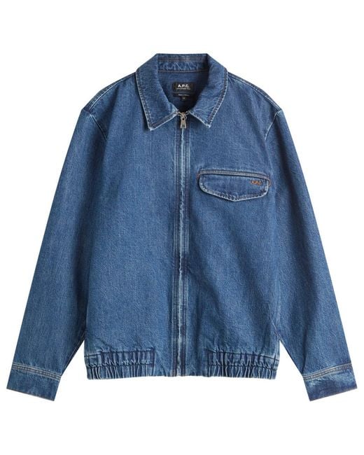 A.P.C. Fabrizio Zipped Denim Jacket in Blue for Men | Lyst
