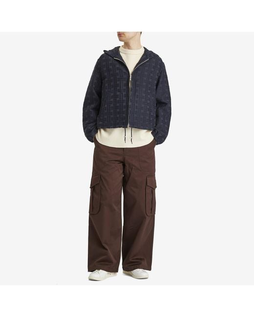 KENZO Weave Hooded Shirt in Blue for Men | Lyst