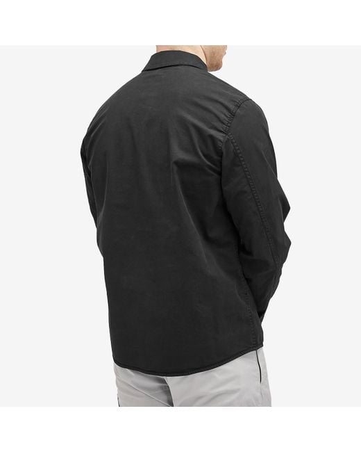 Stone Island Black Supima Cotton Twill Stretch-Tc Button Shirt Jacket for men