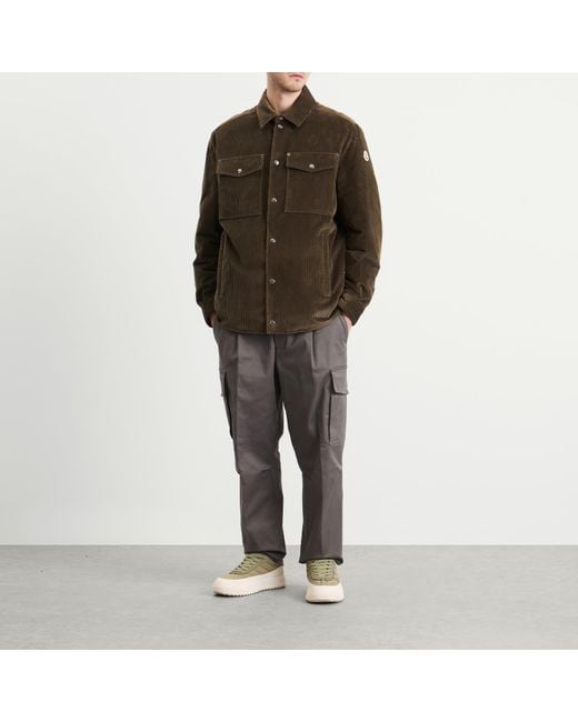 Moncler Gray Gaberdine Cotton Cargo Trousers for men