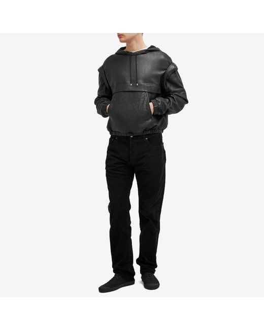 Saint Laurent Black Leather Hoodie for men