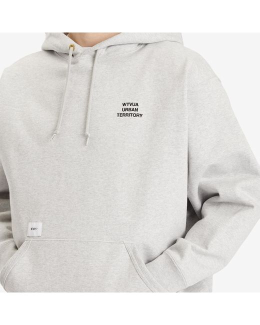 (w)taps White Wut Embroidered Hoodie for men