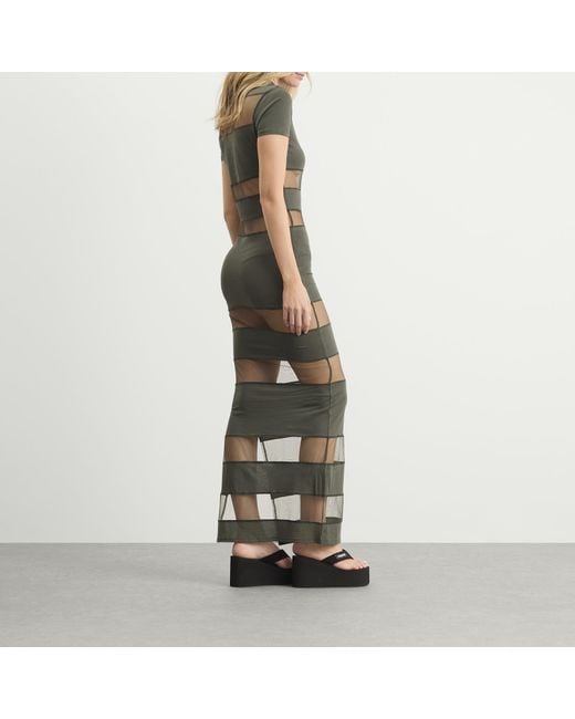 Coperni Green Striped Sheer Polo Dress