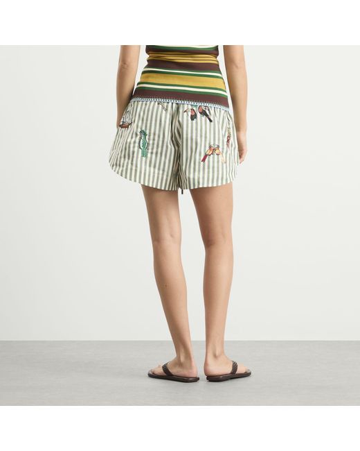 ALÉMAIS Green Bisou Embroidered Shorts