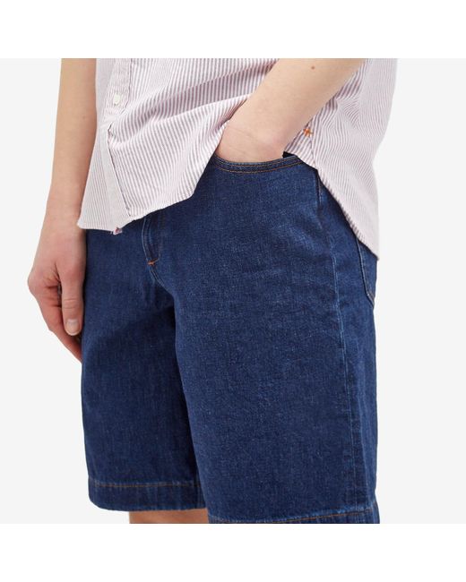 A.P.C. Blue Helio Denim Shorts for men