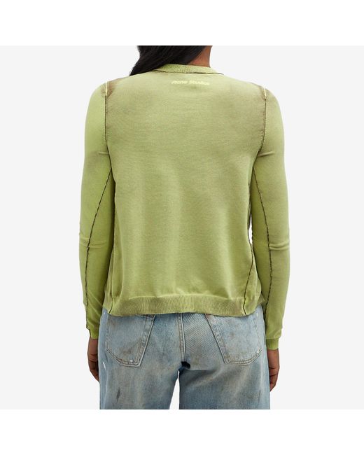 Acne Green Open Button Fitted Cardigan