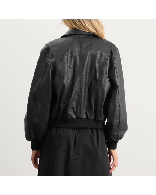 NOTHING WRITTEN Black Classic Leather Flight Jacket