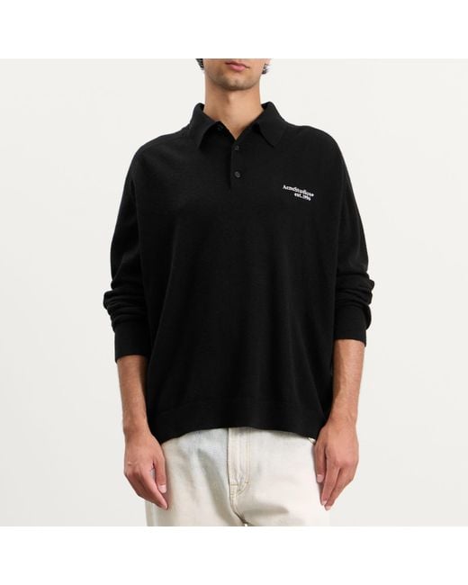Acne Black Kluxey Light Richard Yak Polo Jumper for men