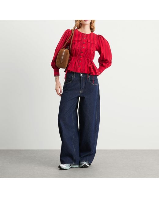 Damson Madder Red Charlize Stripe Blouse
