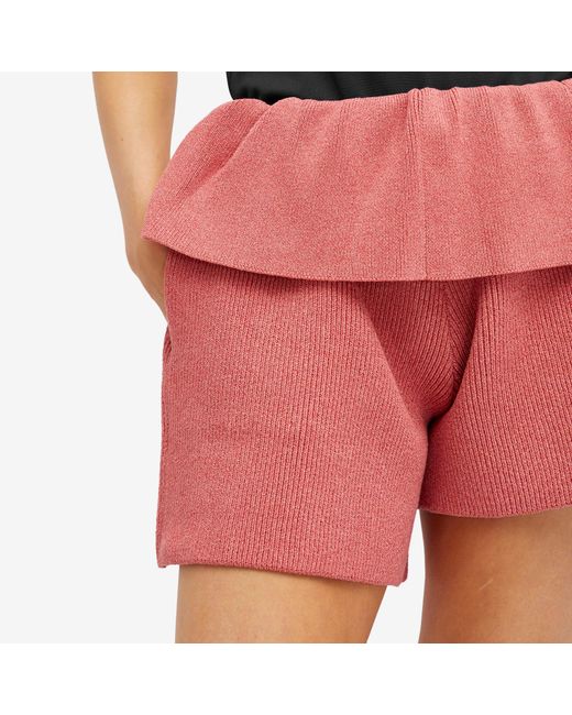 J.W. Anderson Red Fold Over Asymmetric Shorts