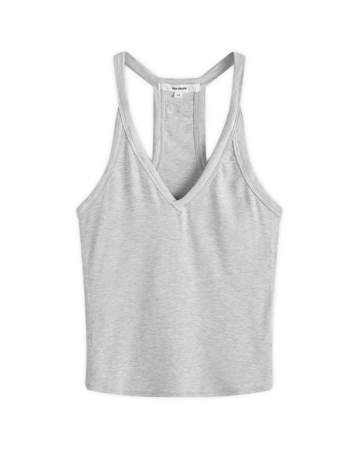 Joah Brown Gray V-Neck Racerback Tank Top