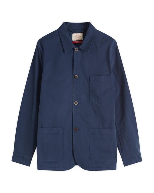Portuguese Flannel Blue Labura Chore Jacket for men