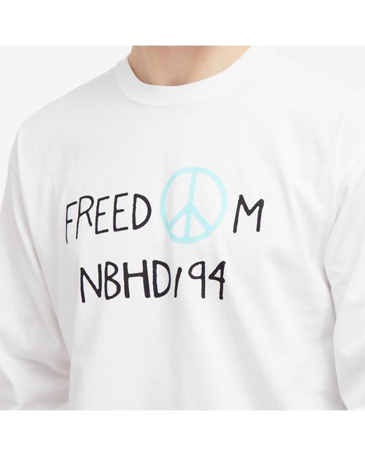 Neighborhood White 8 Long Sleeve Freedom T-Shirt for men