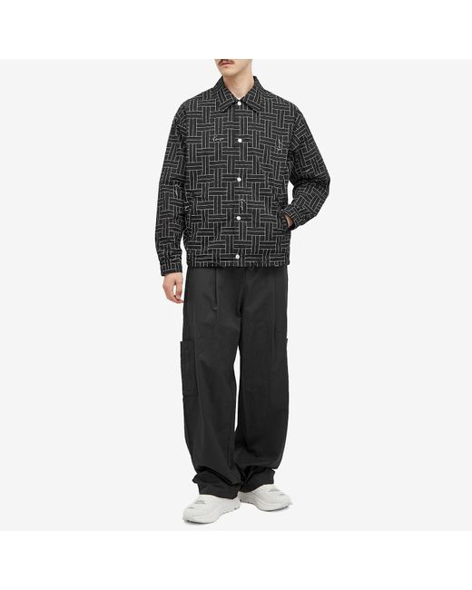 KENZO Black Weave Print Windbreaker Jacket for men