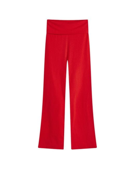 Skims Red Cotton Jersey Foldover Pant
