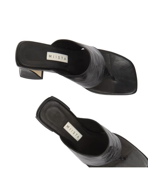Miista Black Ernie Thonge Sandals