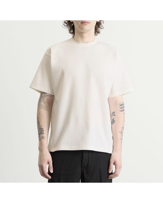 Beams Plus White Stretch Thermal T-Shirt for men