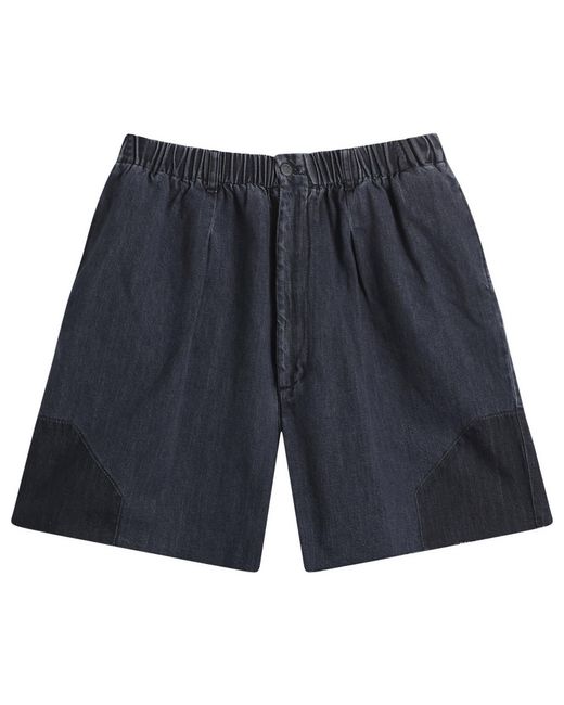 EBIT Blue Octagon Patch Denim Lofty Shorts for men