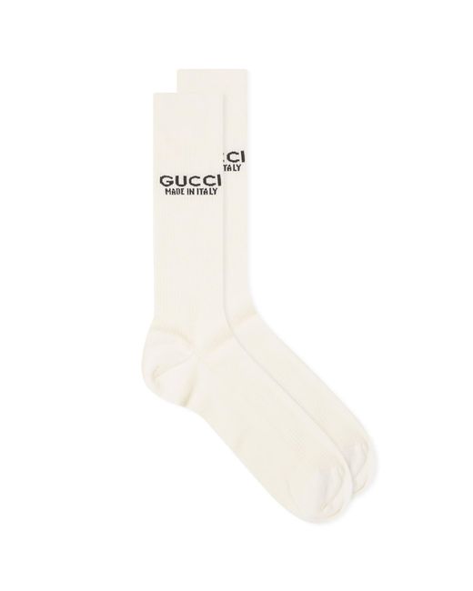 Gucci Natural Knit Cotton Socks With Jacquard Detail for men